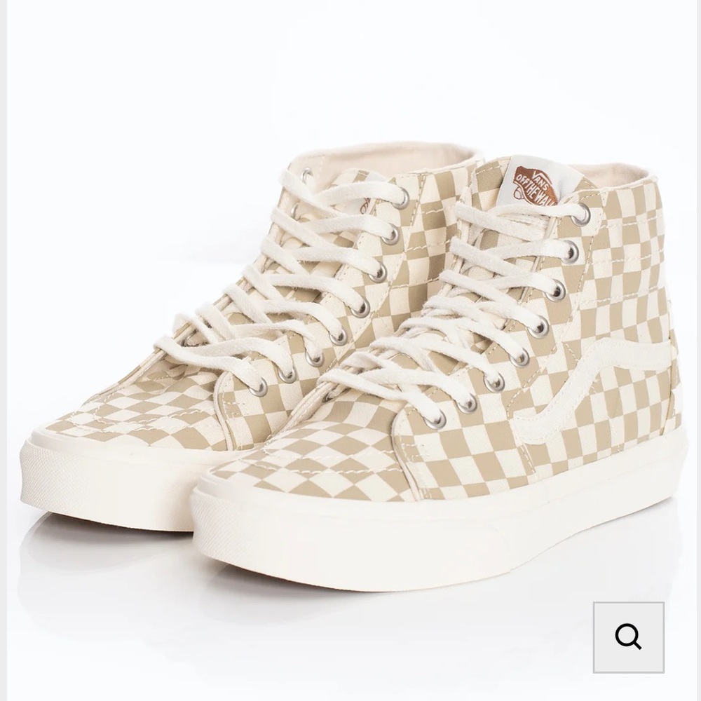 Vans Sk8-Hi Platform 2.0 Eco Theory Cornstalk Beige Checkerboard Womens 6.5